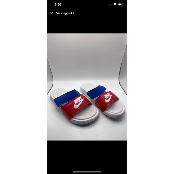 Nike Women's Benassi Duo Ultra Slides SANDAL White/Red/Blue size 6 - Picture 5 of 5